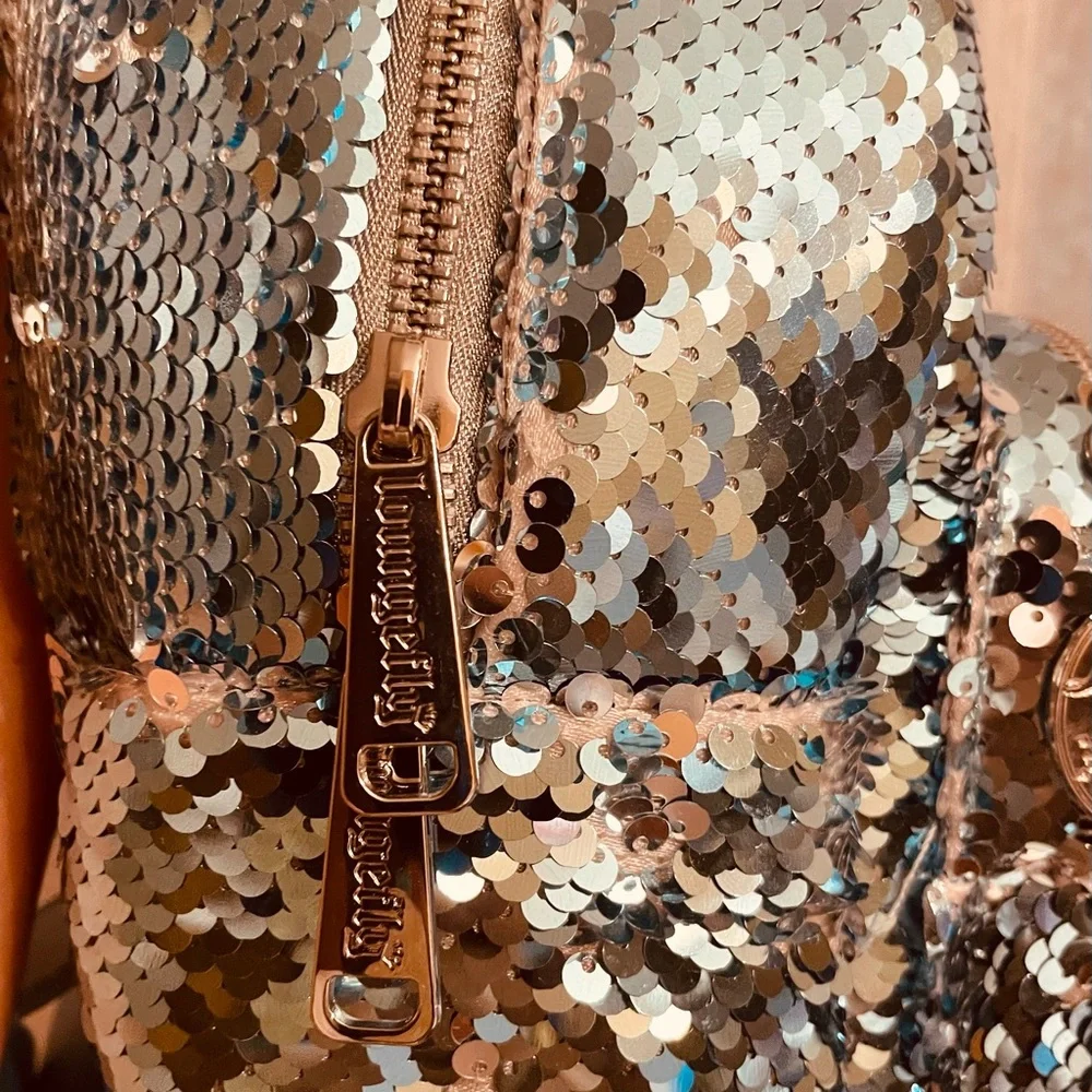 Loungefly Disney Frozen Elsa Reversible Sequin Backpack in Blue  and Silver - Picture 6 of 15